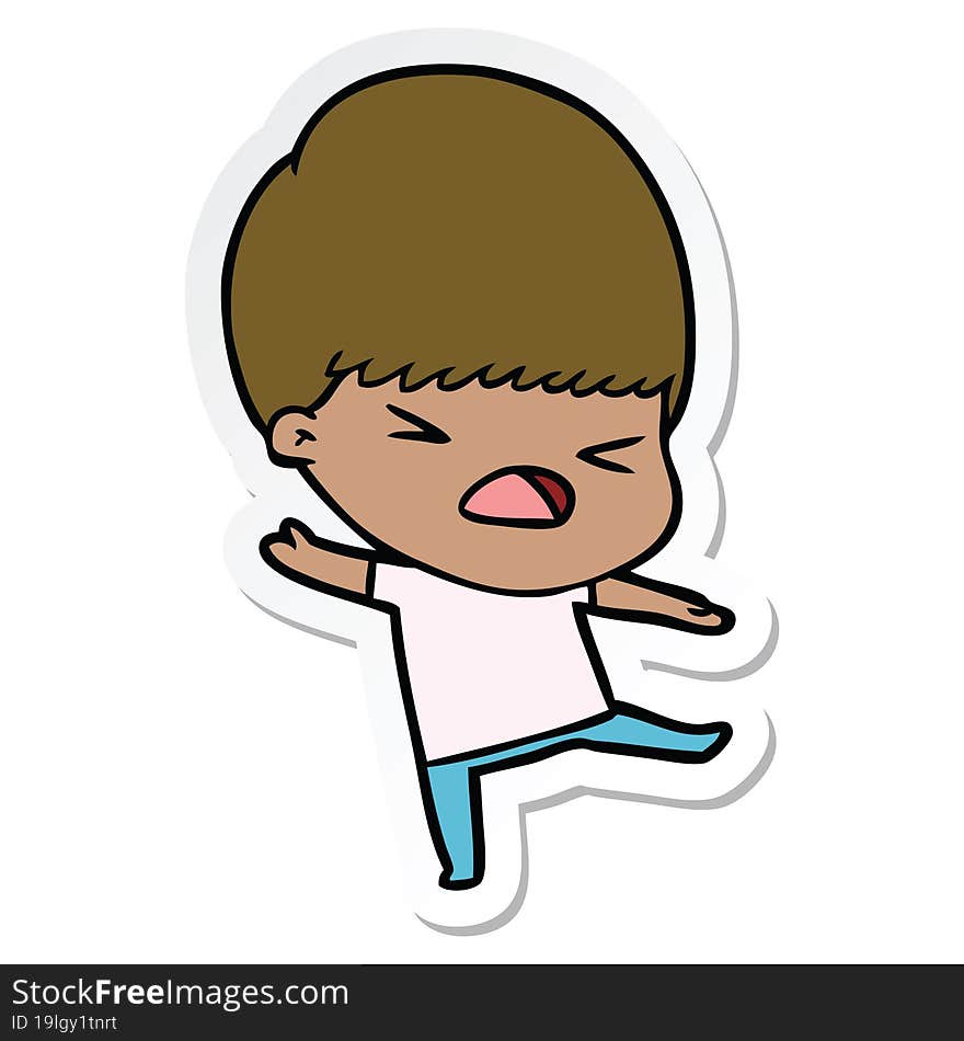 sticker of a cartoon stressed man