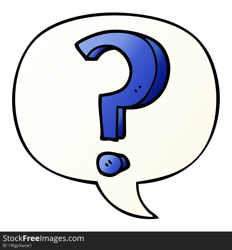 Cartoon Question Mark And Speech Bubble In Smooth Gradient Style