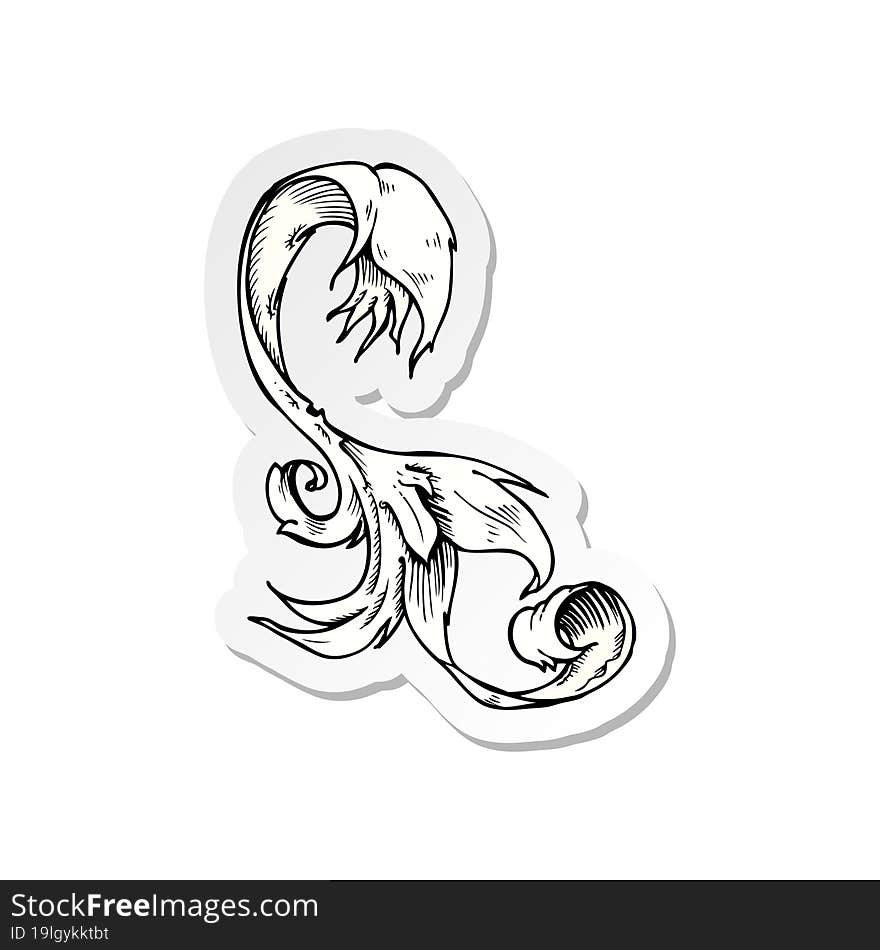 Sticker Of A Traditional Hand Drawn Floral Swirl