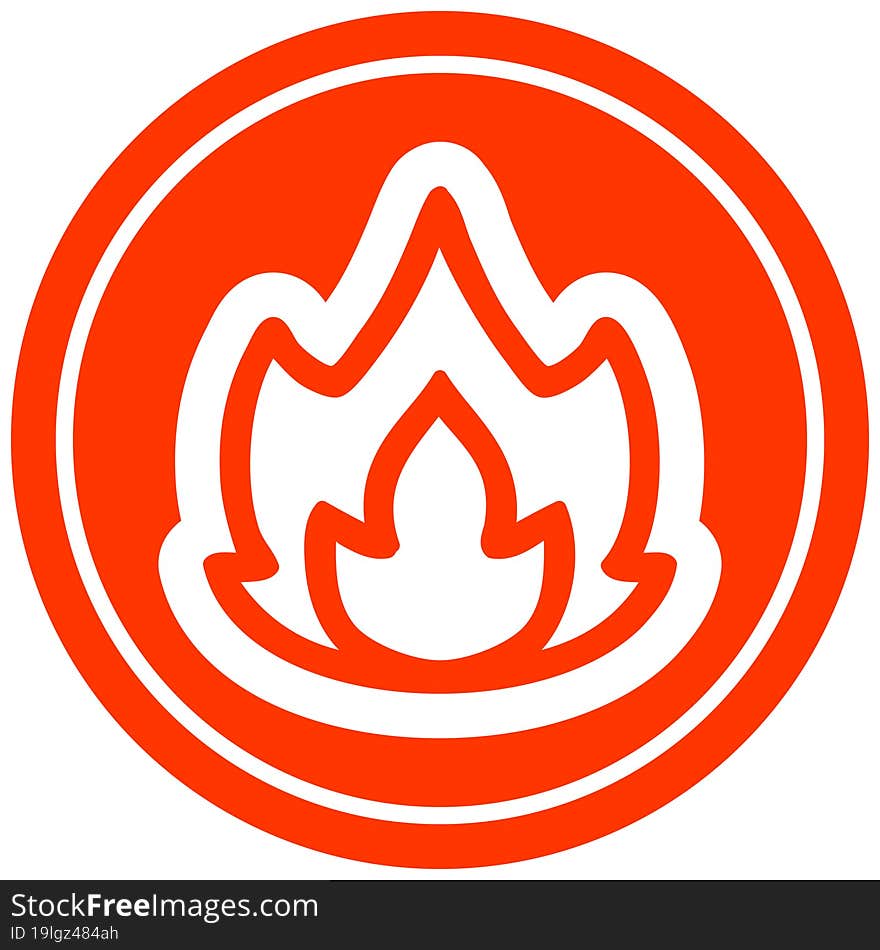 simple flame circular icon symbol