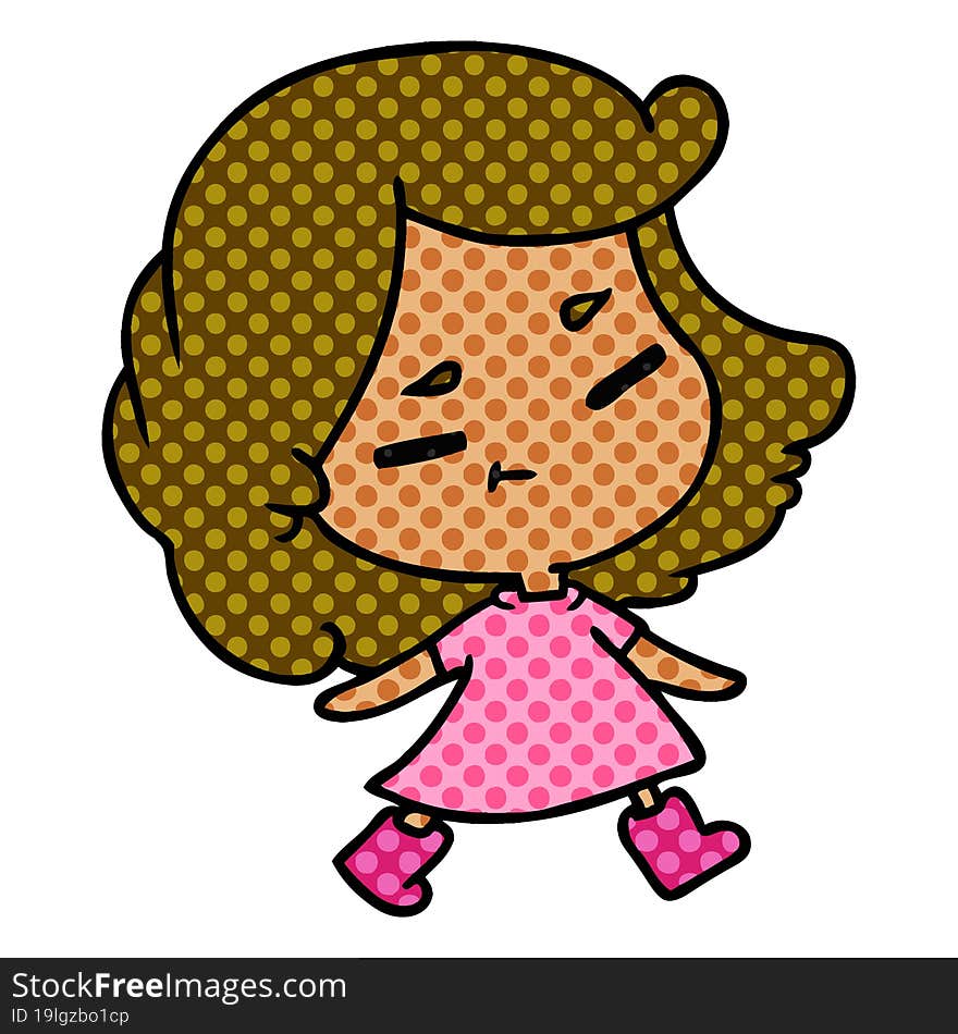 cartoon of a cute kawaii girl