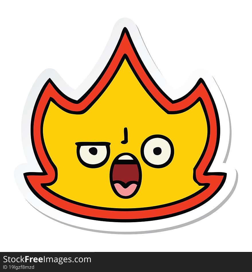 Sticker Of A Cute Cartoon Fire