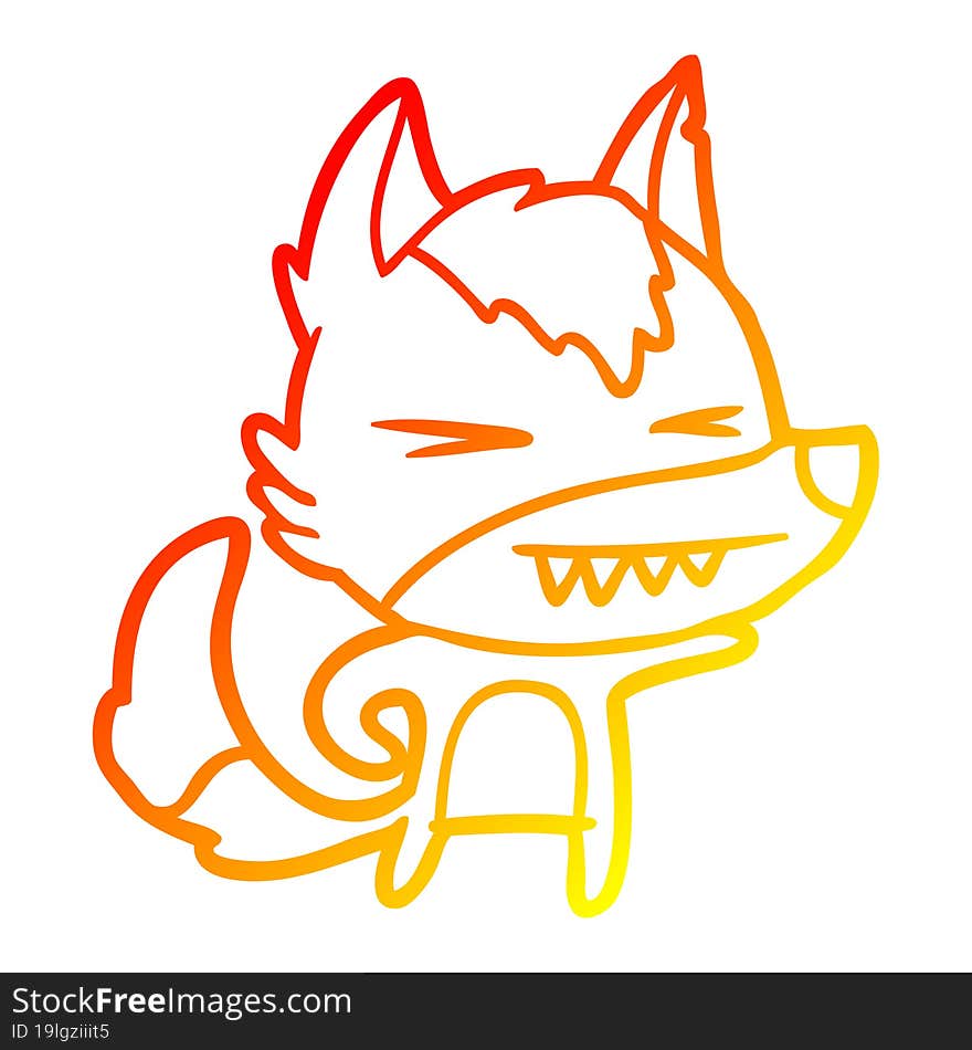 warm gradient line drawing angry wolf cartoon