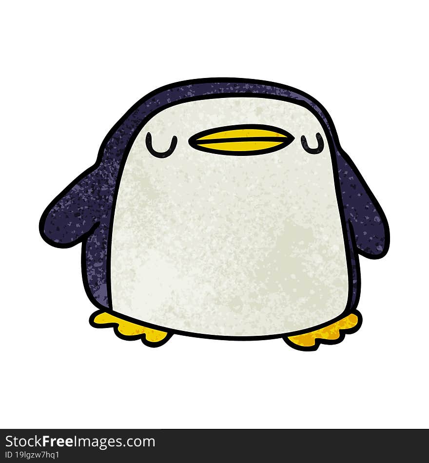 textured cartoon kawaii of a cute penguin