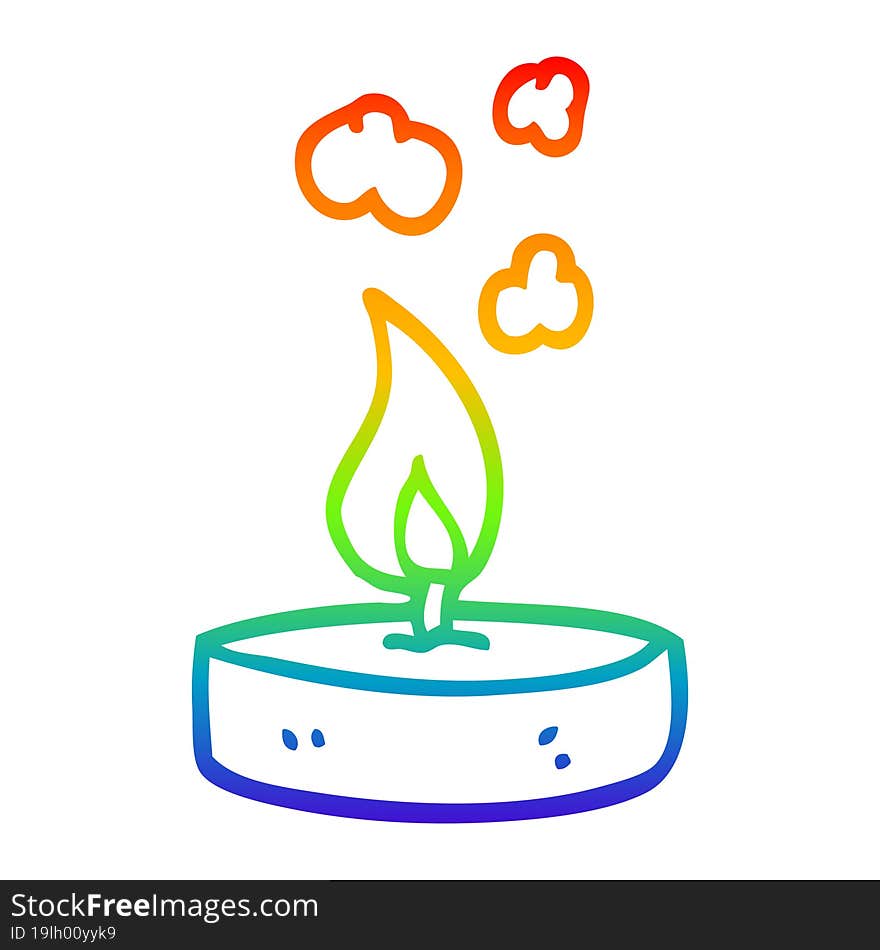 rainbow gradient line drawing cartoon small candle