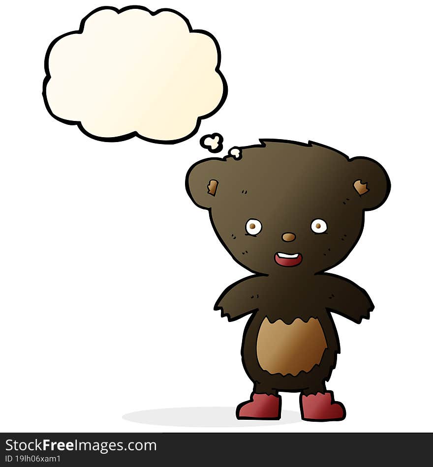 cartoon black bear cub with thought bubble