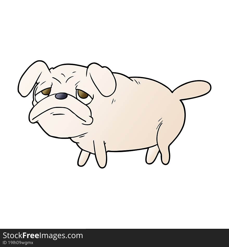 cartoon unhappy pug dog. cartoon unhappy pug dog