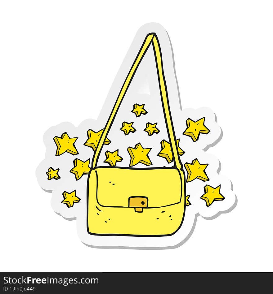 sticker of a cartoon expensive handbag