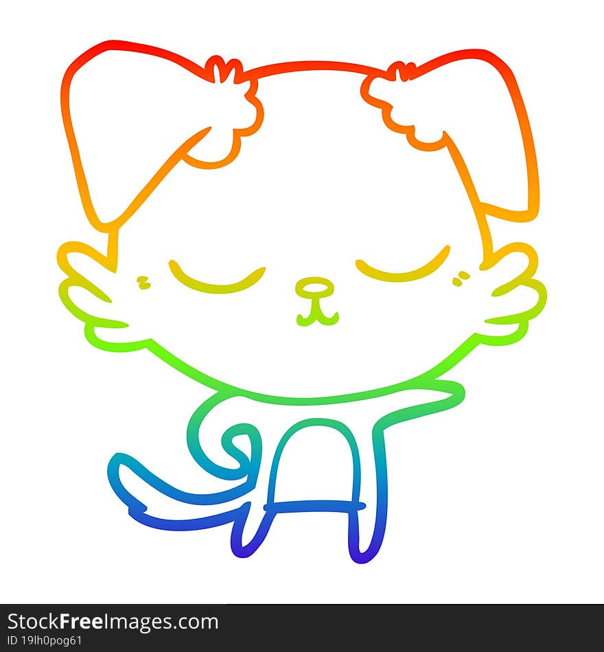 rainbow gradient line drawing cute cartoon dog