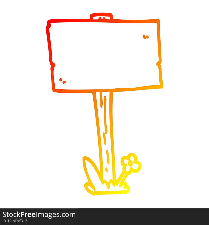 warm gradient line drawing of a cartoon sign post