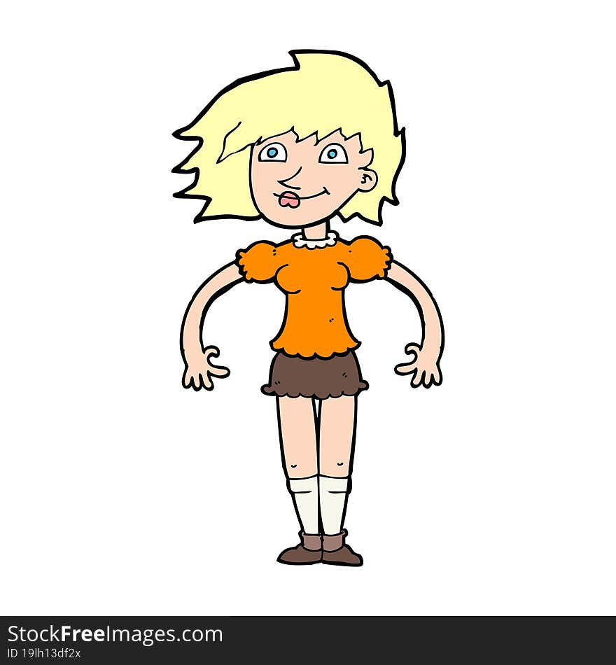 cartoon happy woman