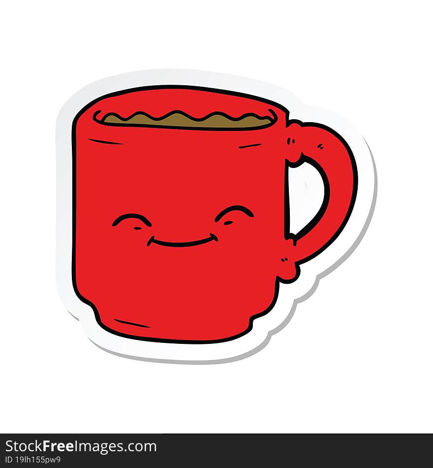 sticker of a cartoon coffee mug