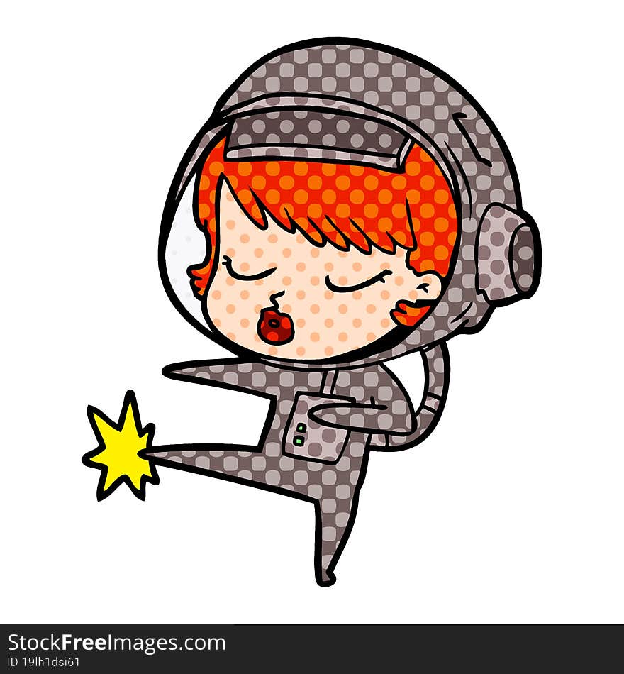 cartoon pretty astronaut girl karate kicking. cartoon pretty astronaut girl karate kicking