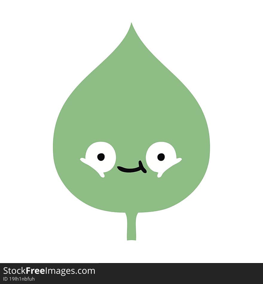 flat color retro cartoon of a expressional leaf