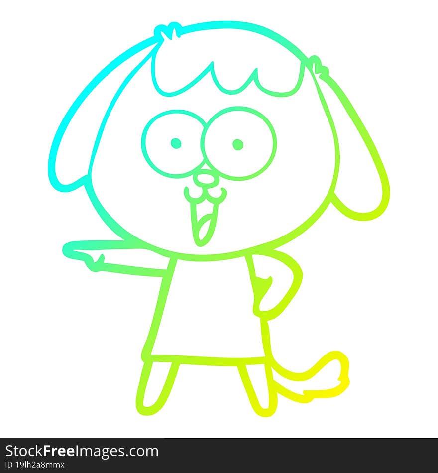 Cold Gradient Line Drawing Cute Cartoon Dog