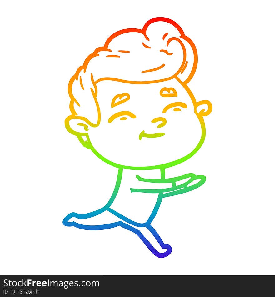 rainbow gradient line drawing of a running cartoon man