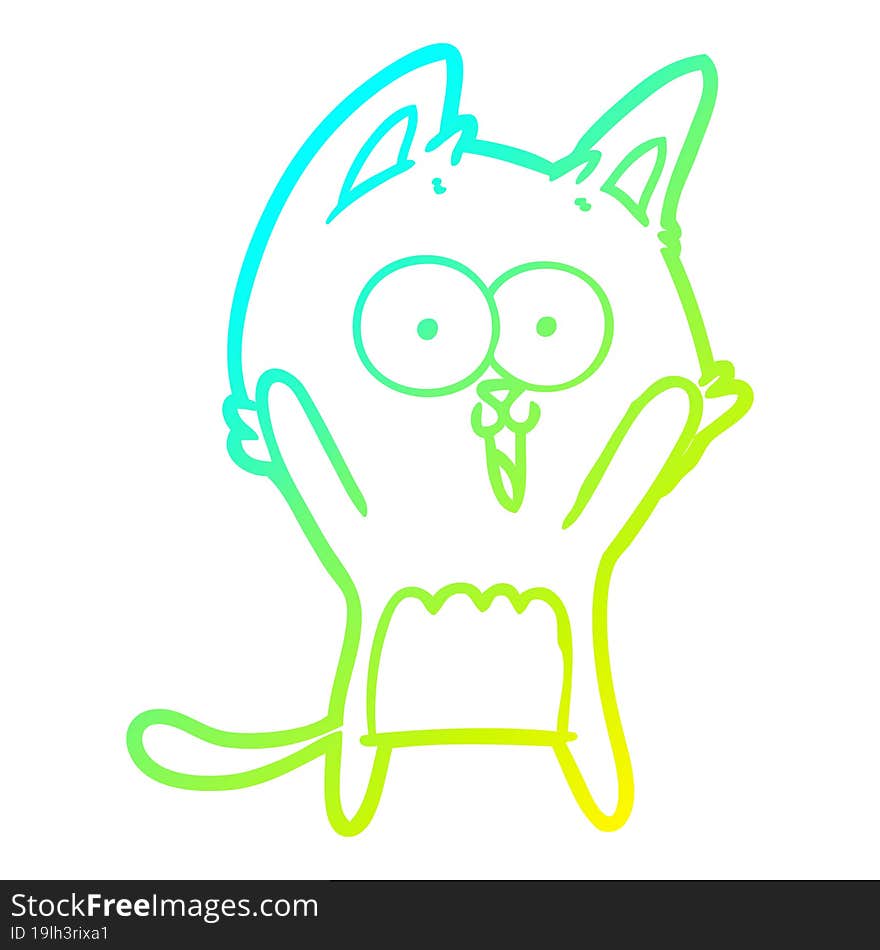 cold gradient line drawing funny cartoon cat