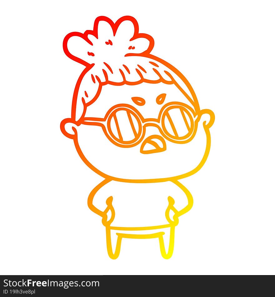 warm gradient line drawing cartoon annoyed woman