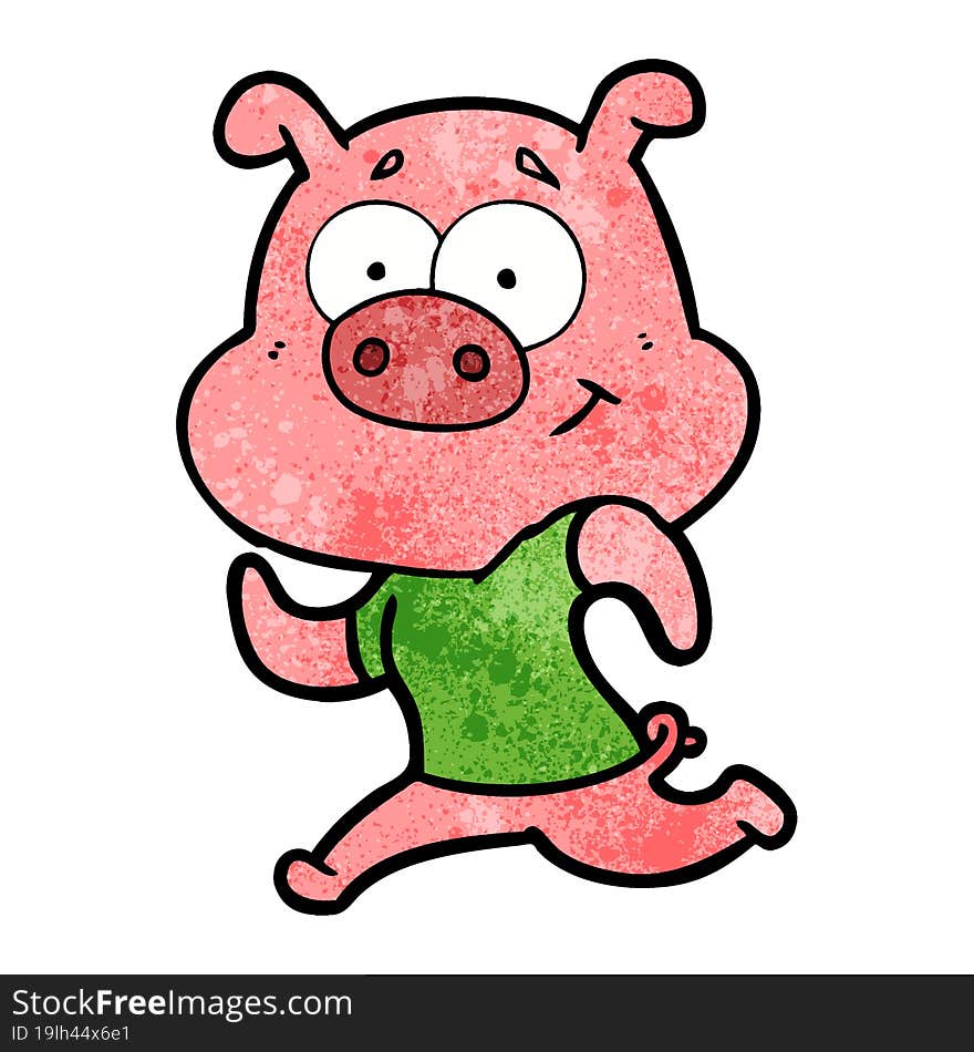 happy cartoon pig running. happy cartoon pig running