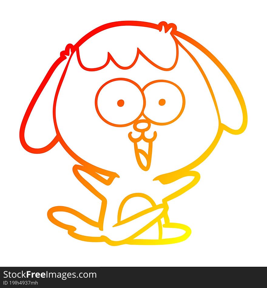 Warm Gradient Line Drawing Cute Cartoon Dog