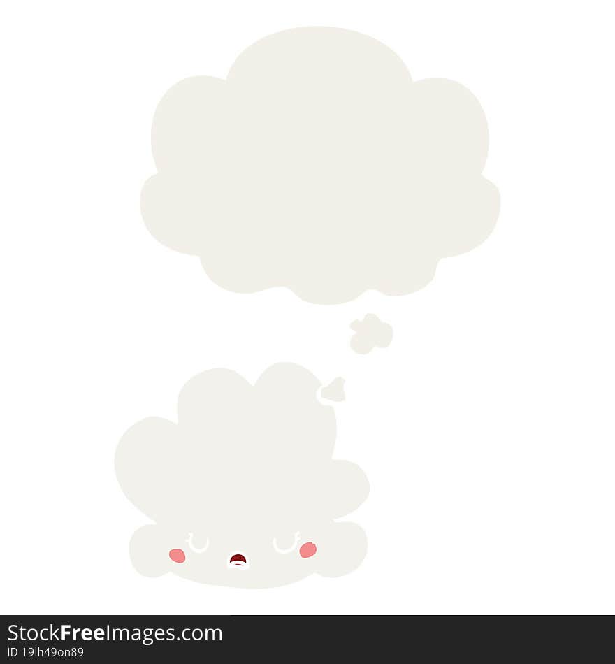 cute cartoon cloud and thought bubble in retro style