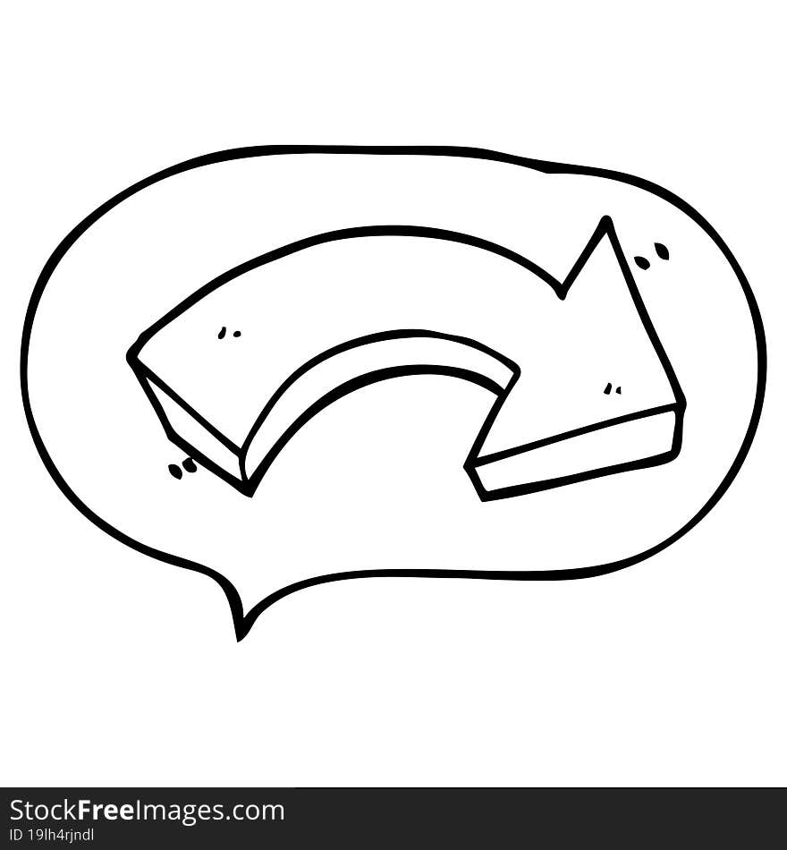 freehand drawn speech bubble cartoon pointing arrow