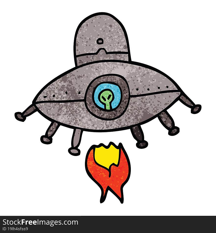 cartoon doodle alien spaceship