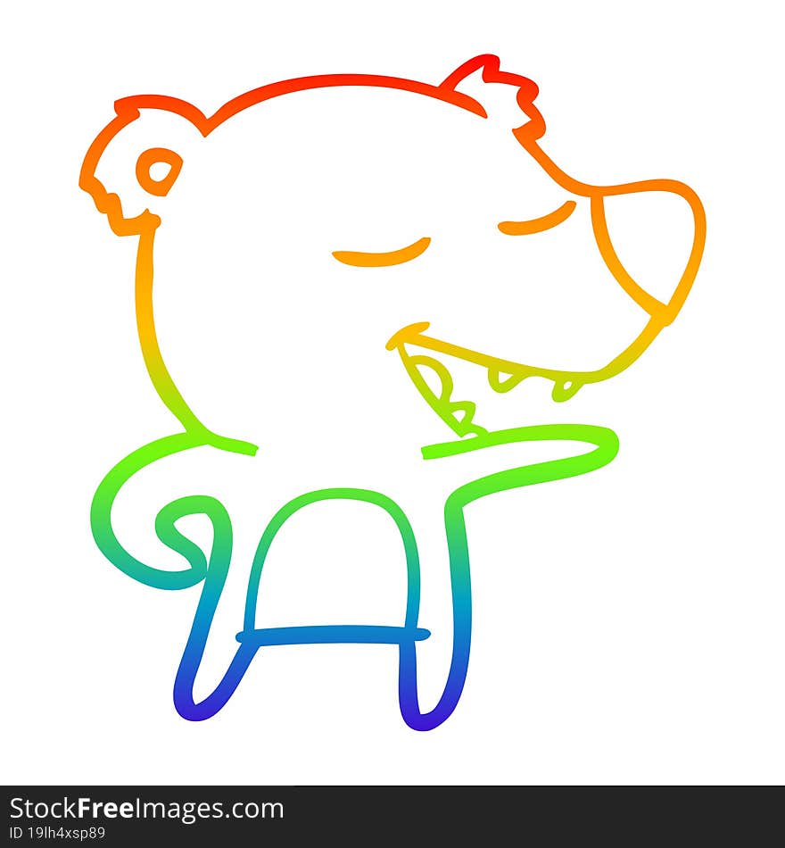 rainbow gradient line drawing cartoon polar bear