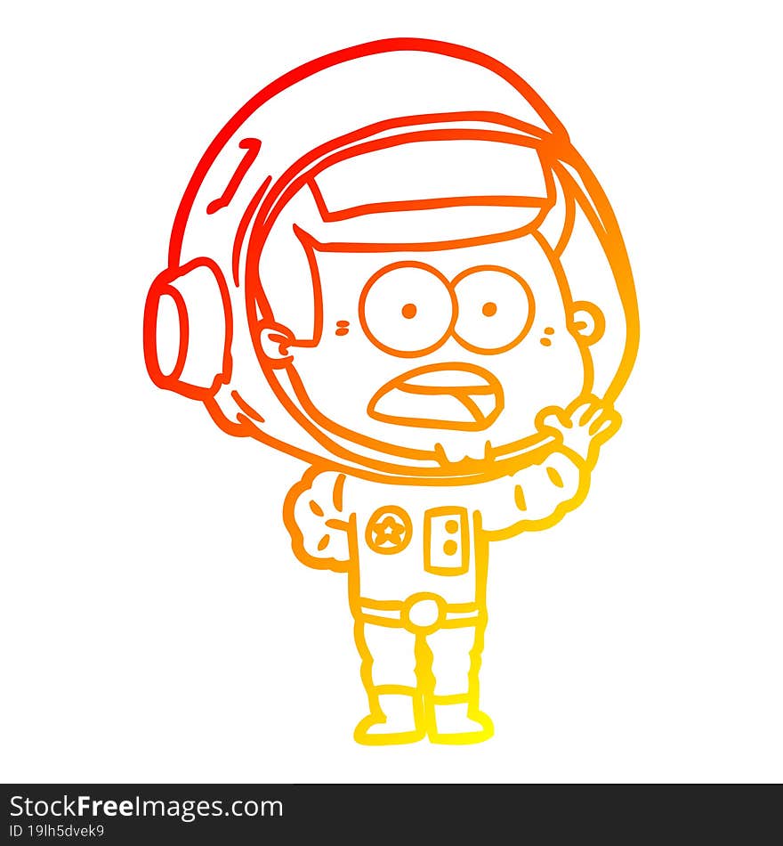 warm gradient line drawing cartoon surprised astronaut