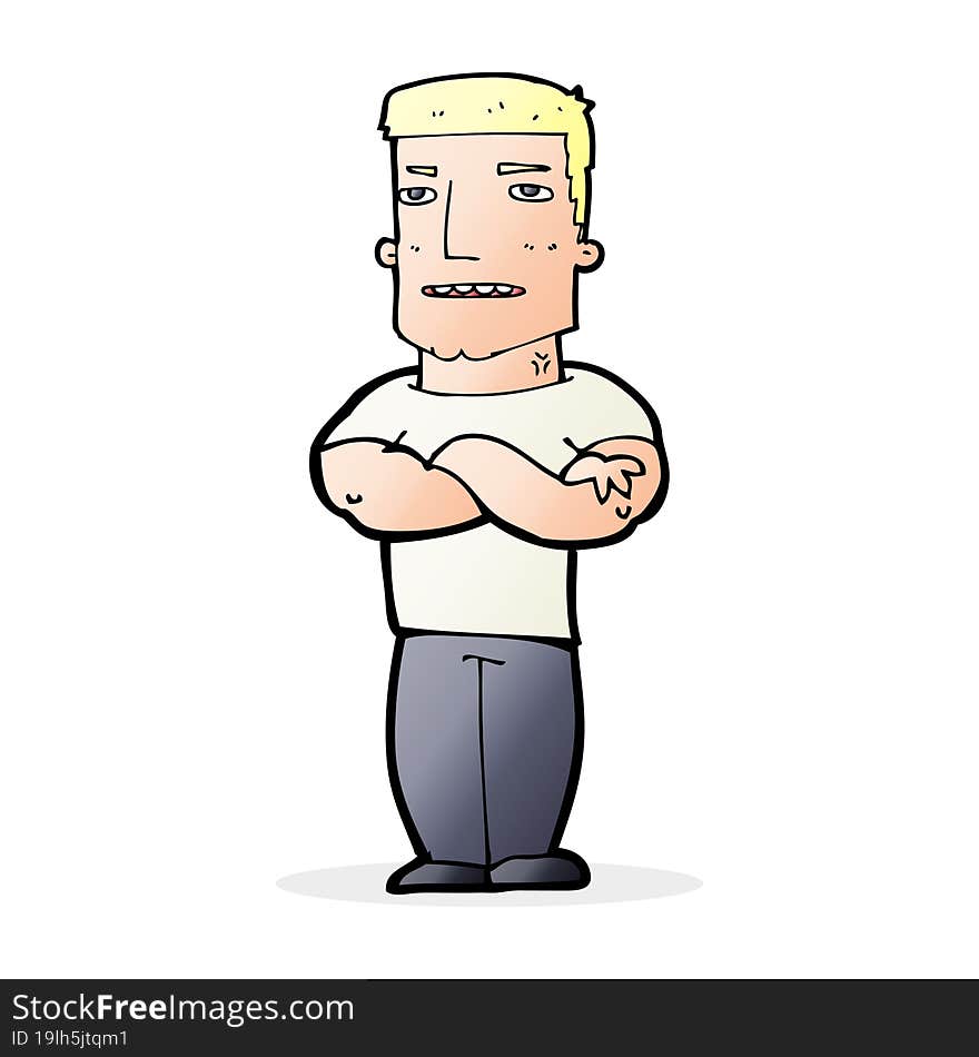 cartoon tough guy with folded arms