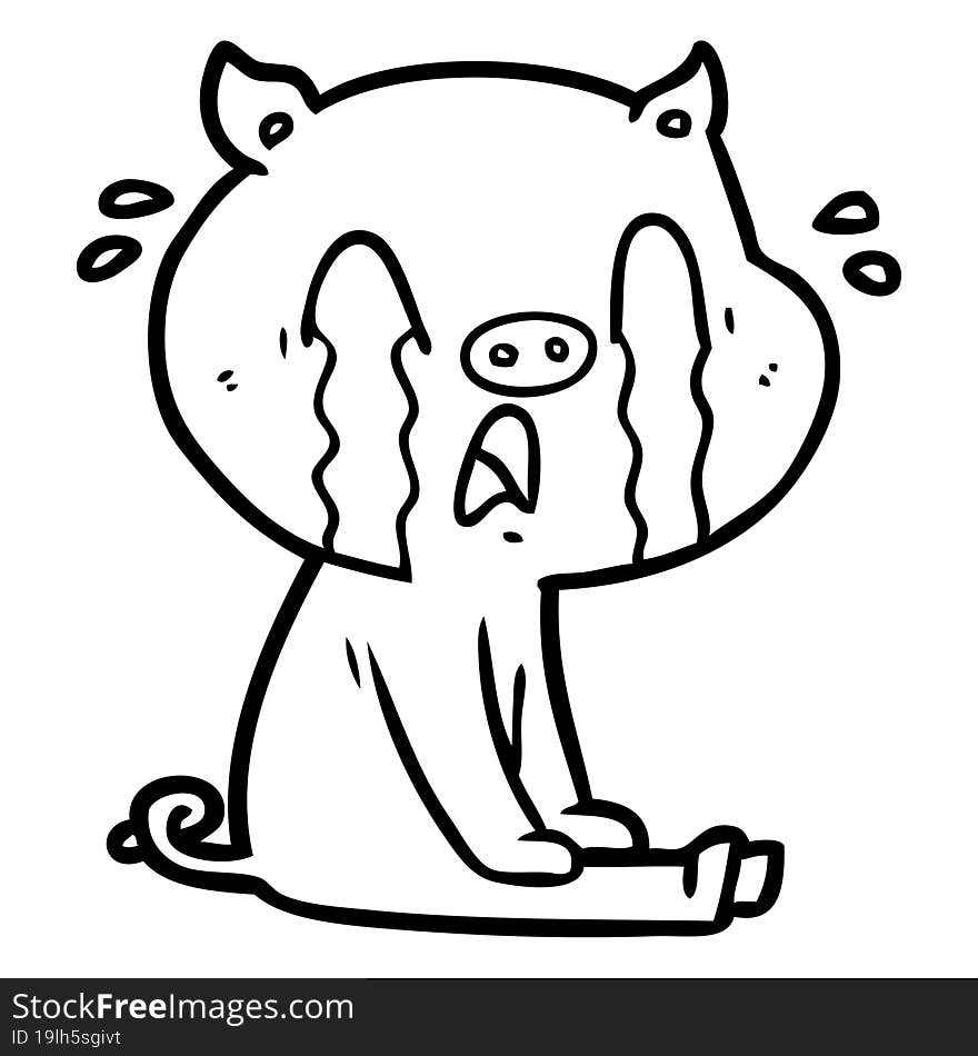 crying pig cartoon. crying pig cartoon