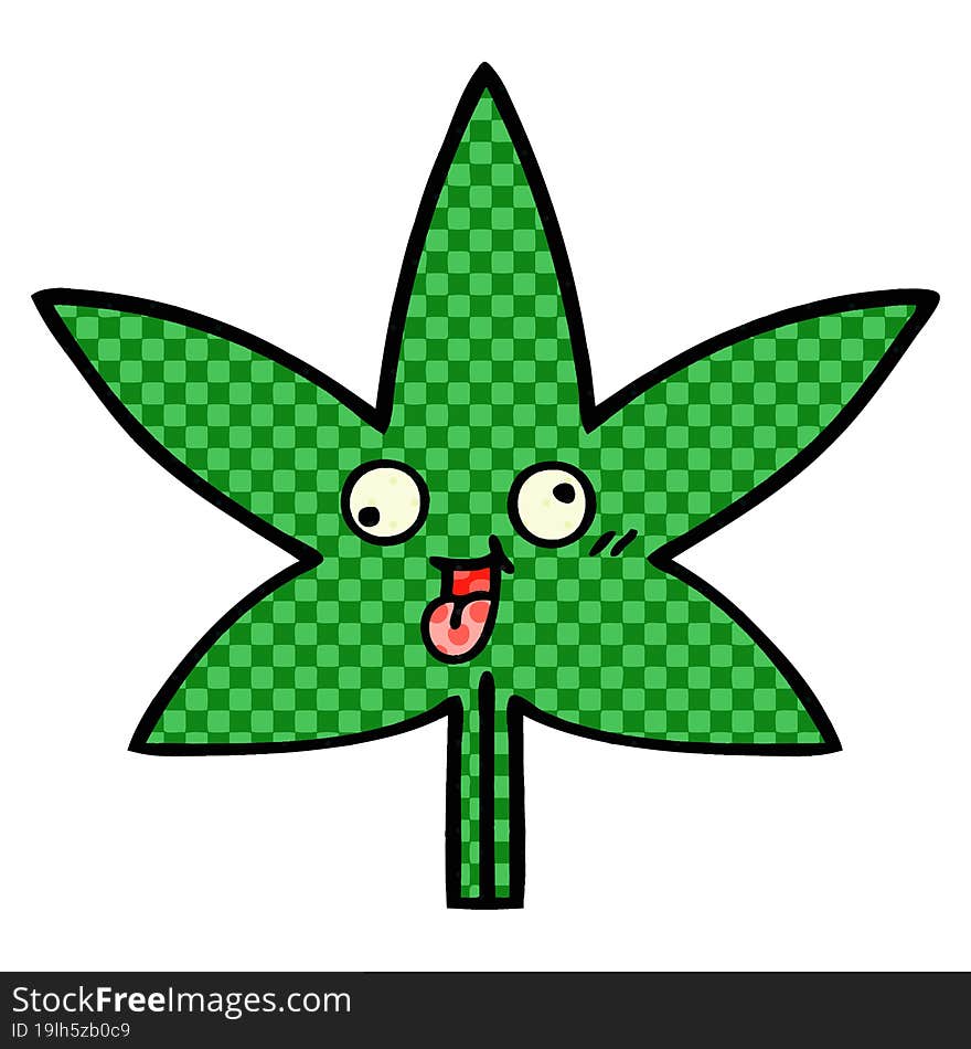 comic book style cartoon marijuana leaf