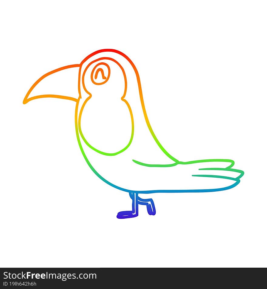 rainbow gradient line drawing cartoon toucan