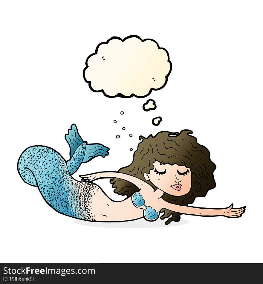 Cartoon Mermaid With Thought Bubble