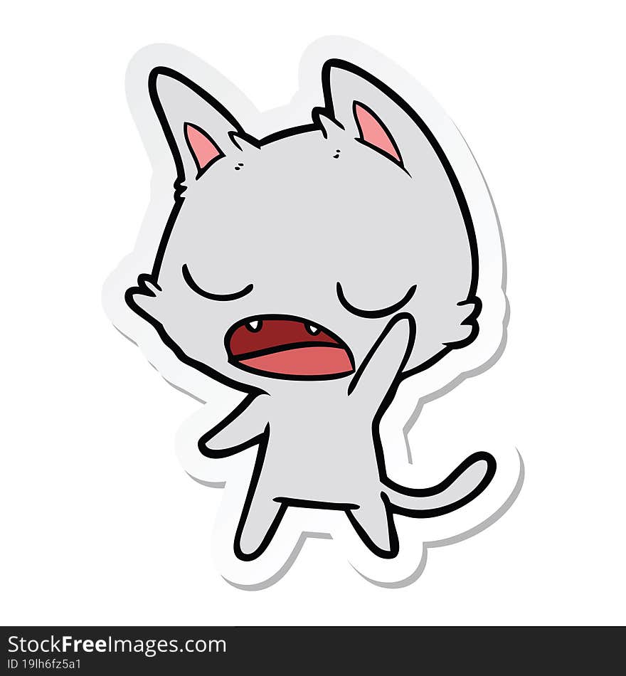 sticker of a talking cat cartoon