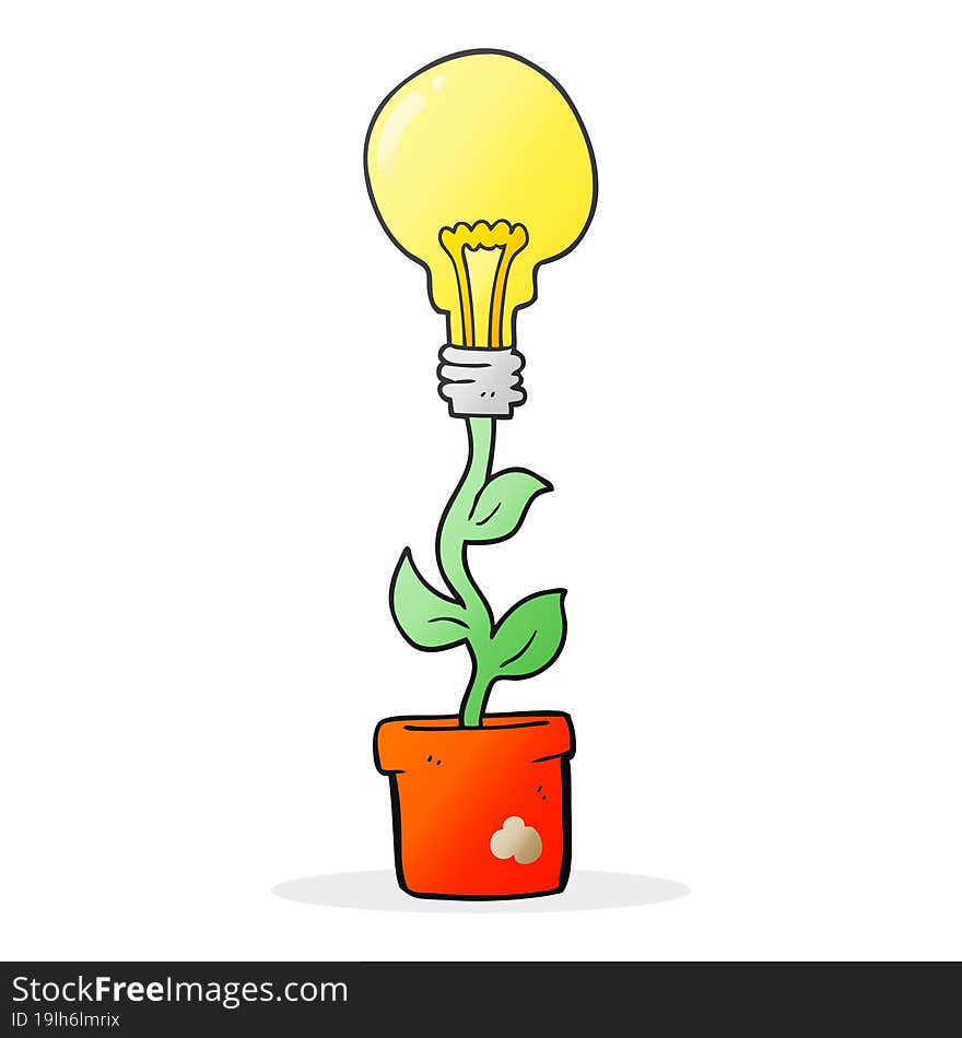 freehand drawn cartoon light bulb plant