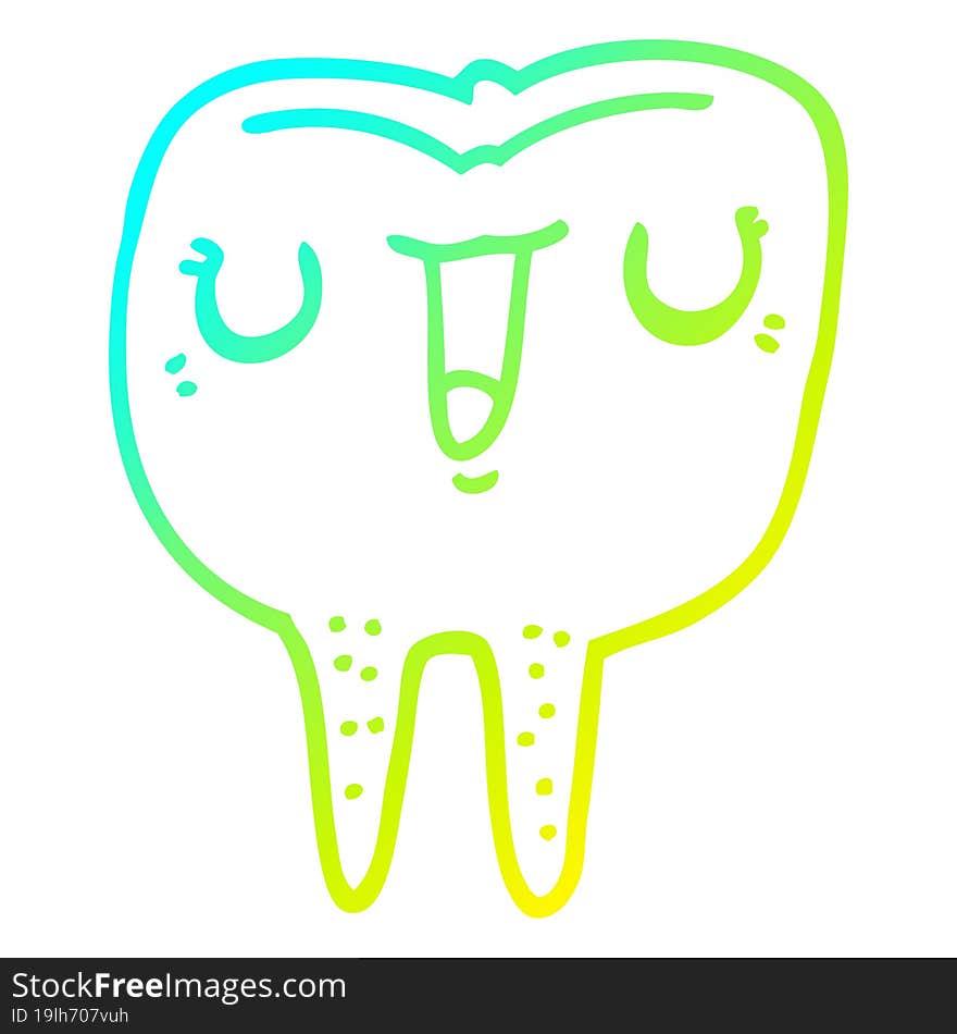 Cold Gradient Line Drawing Cartoon Happy Tooth