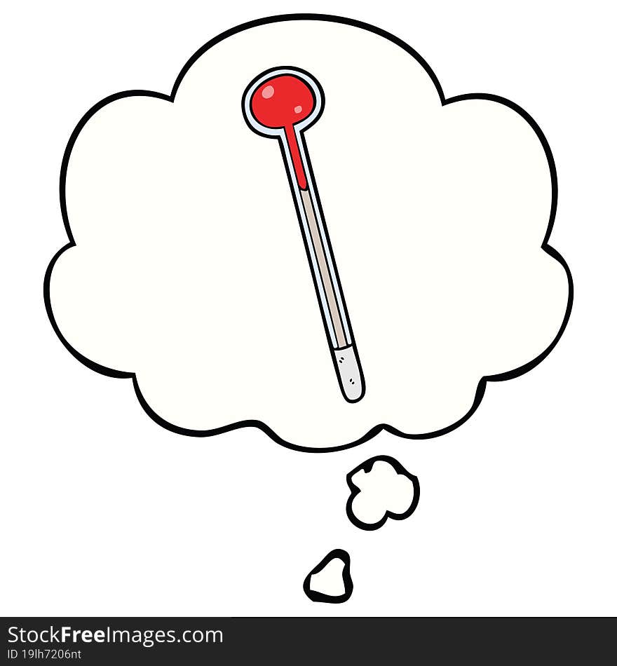 cartoon thermometer and thought bubble