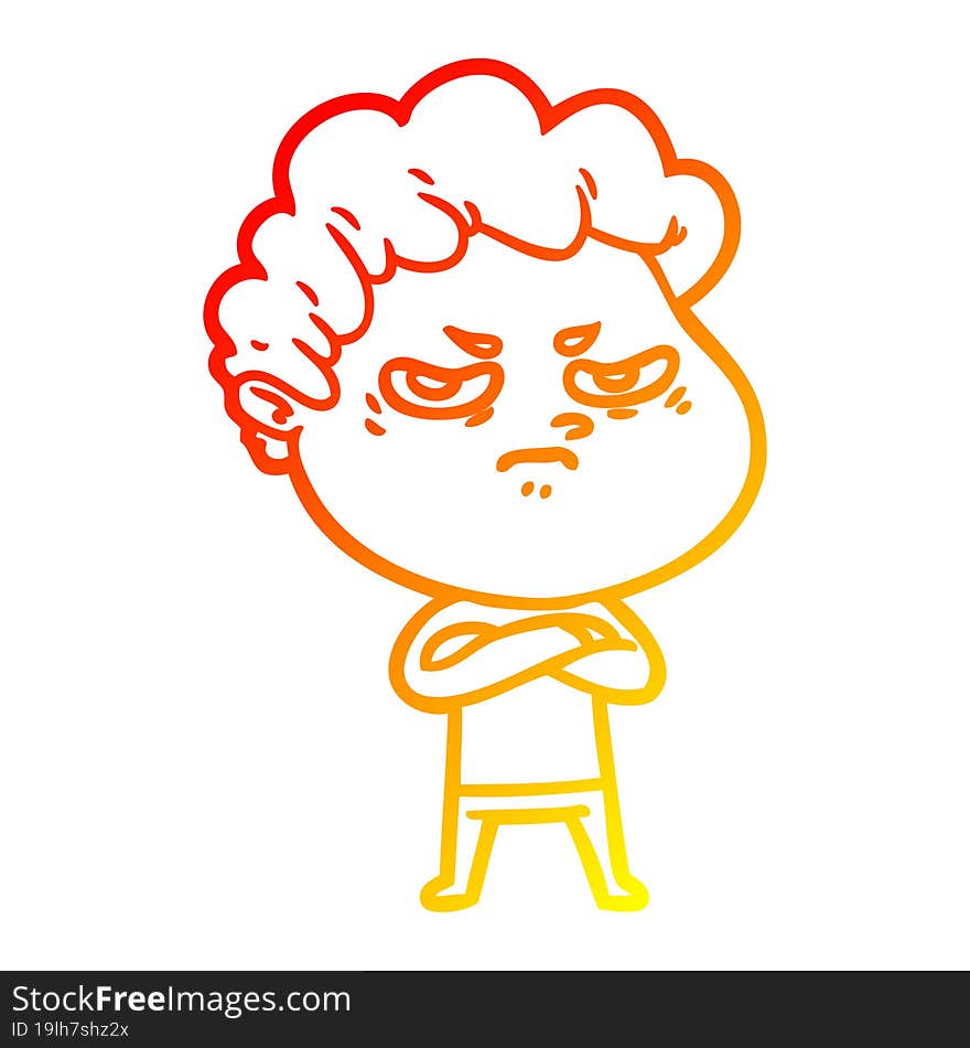 Warm Gradient Line Drawing Cartoon Angry Man