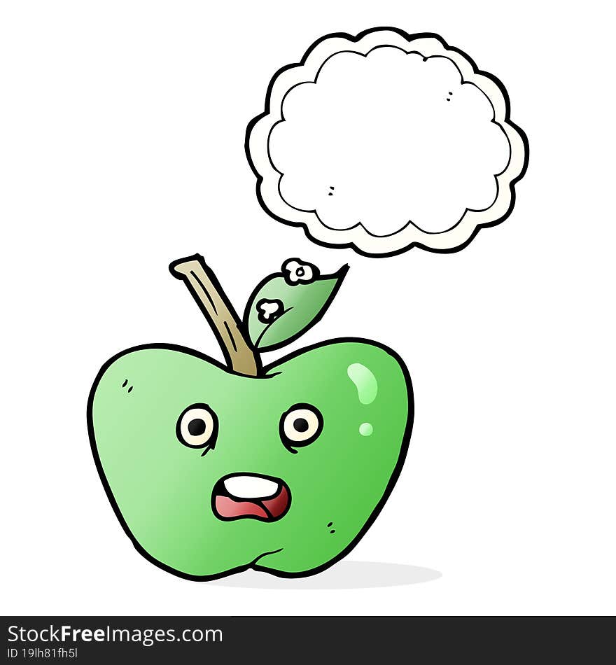 cartoon apple with thought bubble