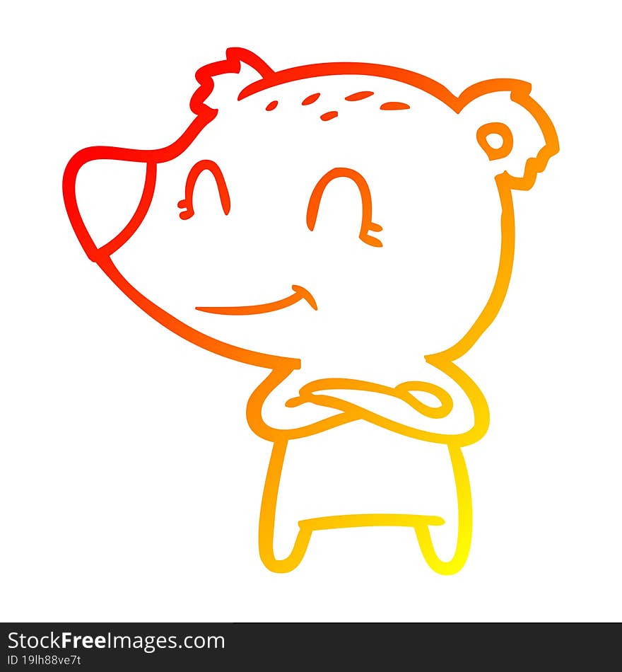 warm gradient line drawing smiling bear cartoon