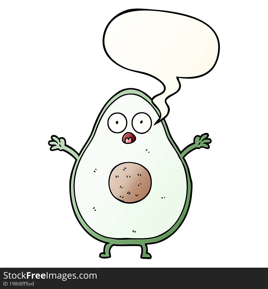 cartoon avocado and speech bubble in smooth gradient style