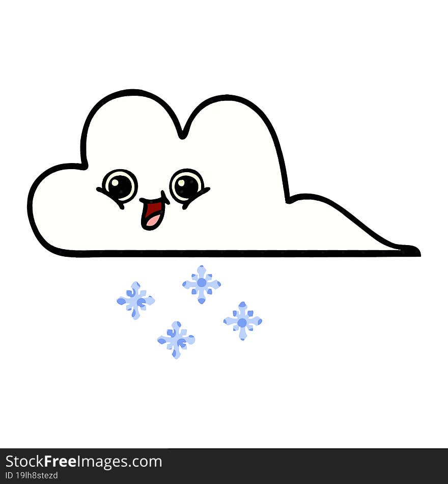 Comic Book Style Cartoon Snow Cloud