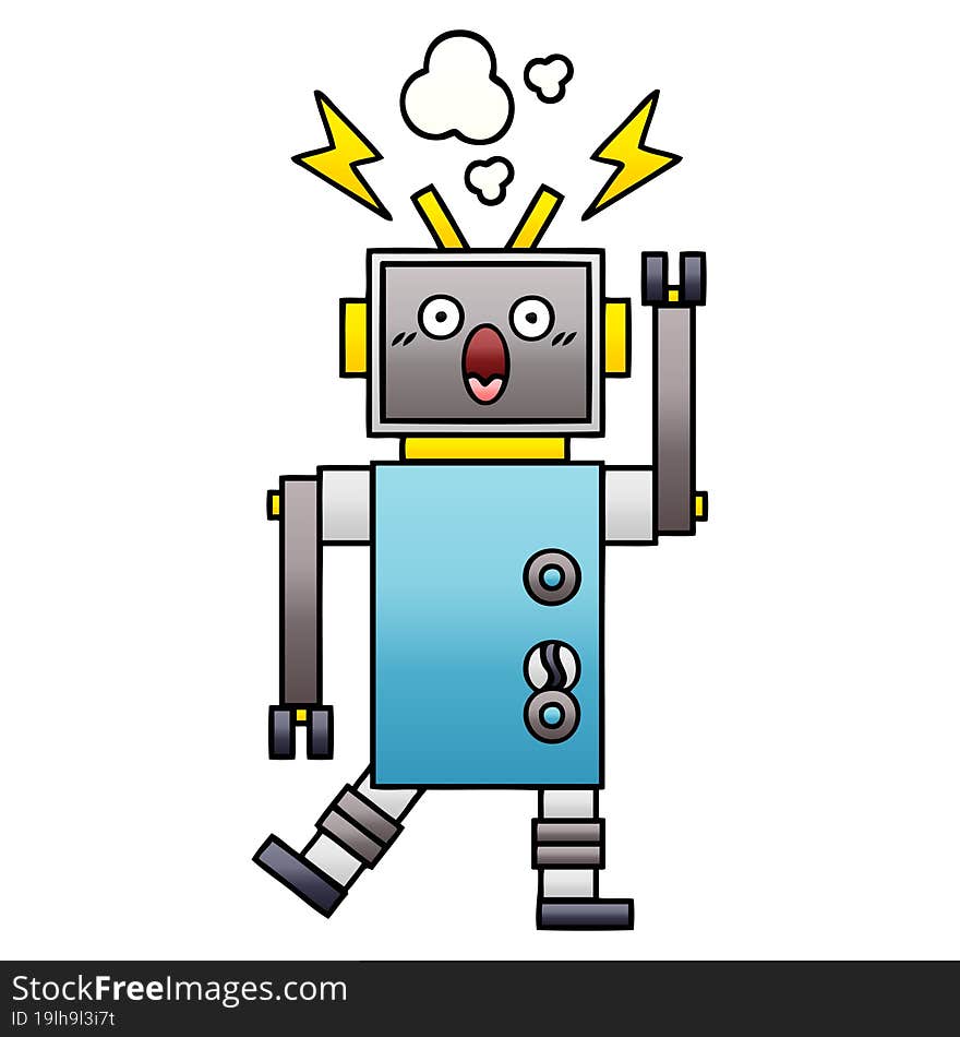 gradient shaded cartoon malfunctioning robot