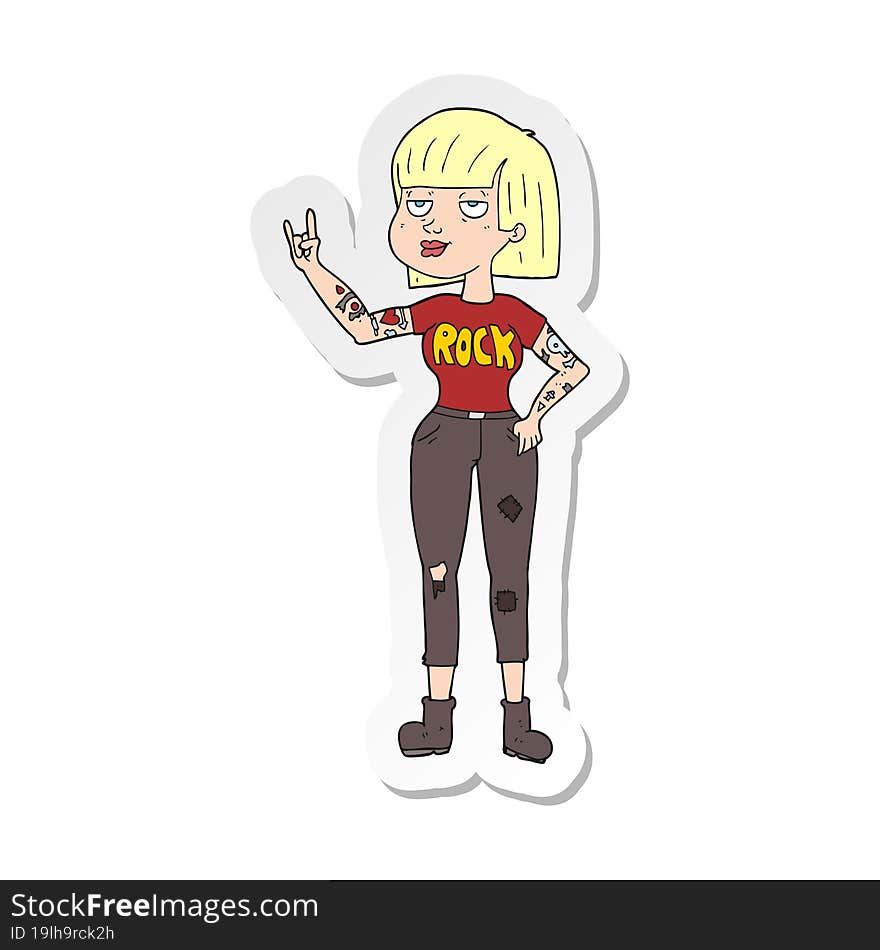 sticker of a cartoon rock girl