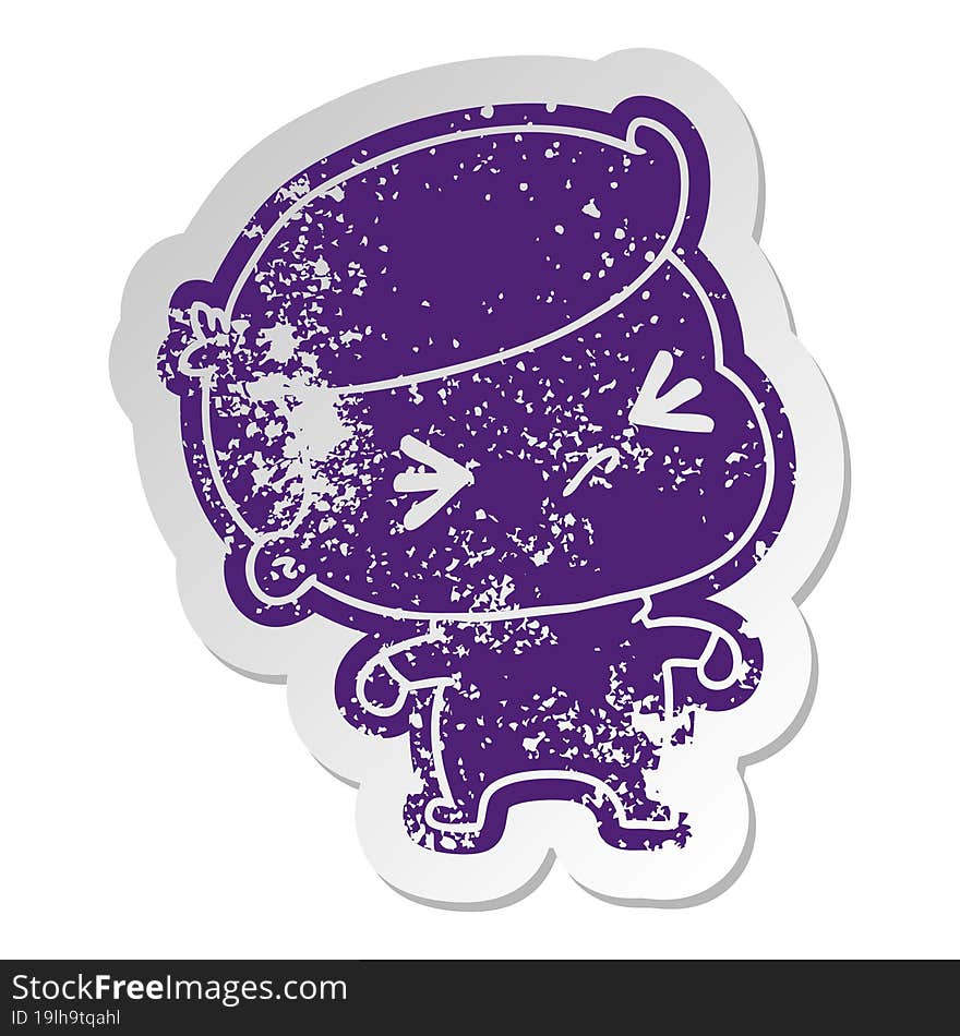 distressed old cartoon sticker of a kawaii cute cross baby