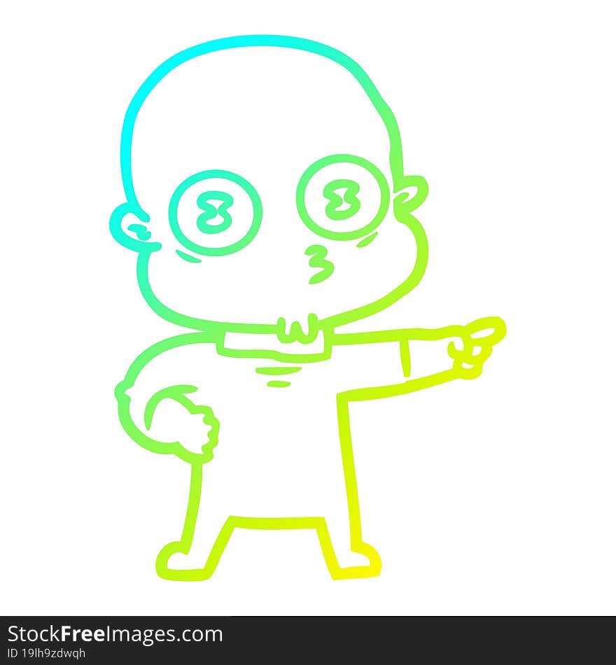 cold gradient line drawing cartoon weird bald spaceman