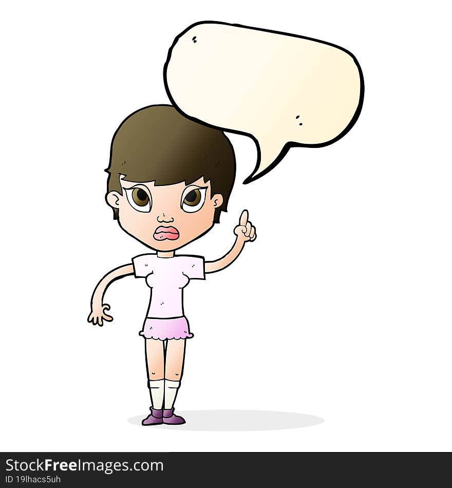 cartoon girl with idea with speech bubble