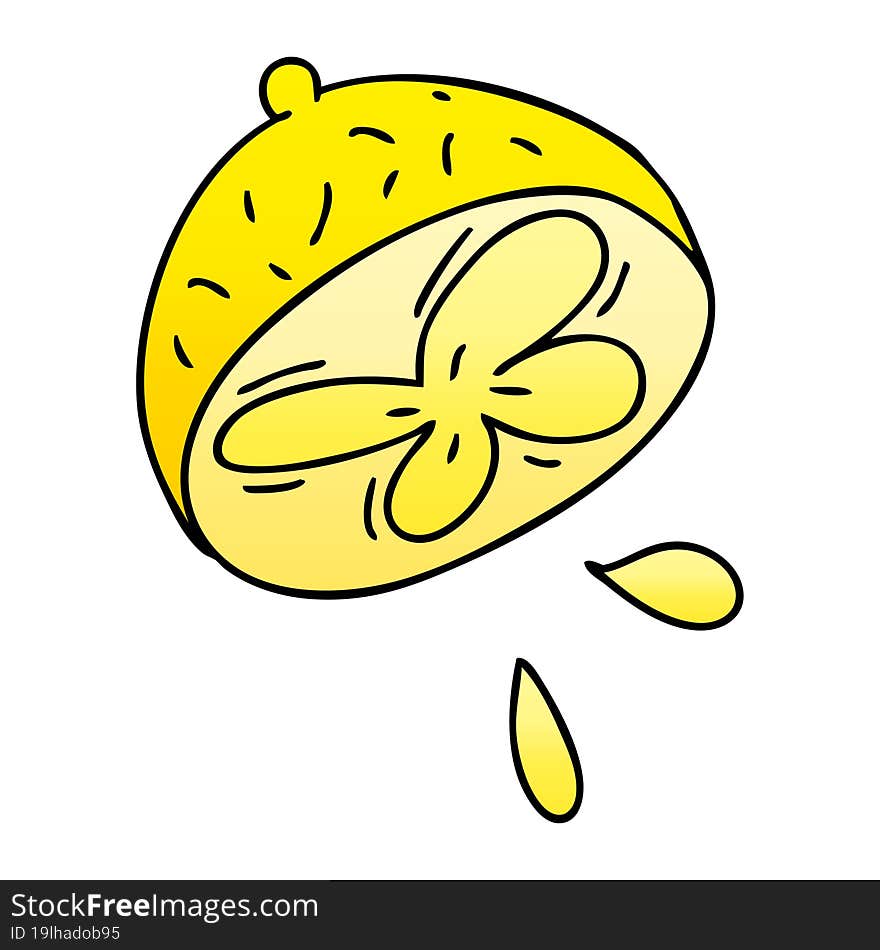 quirky gradient shaded cartoon lemon