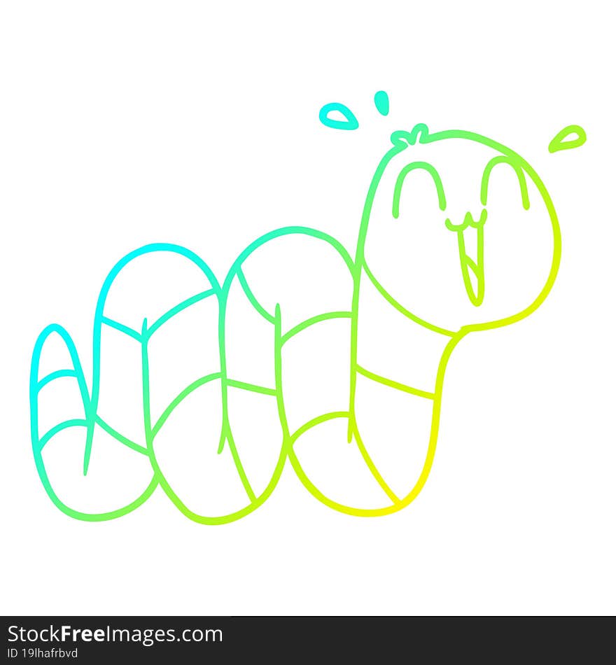 cold gradient line drawing of a cartoon nervous worm